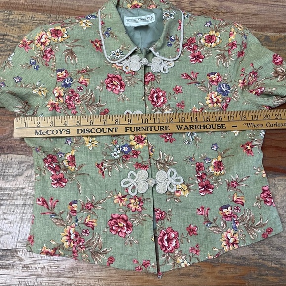 Vintage Jessica Howard women’s size 12 Floral Shirt linen toggle Cottagecore - Picture 3 of 8